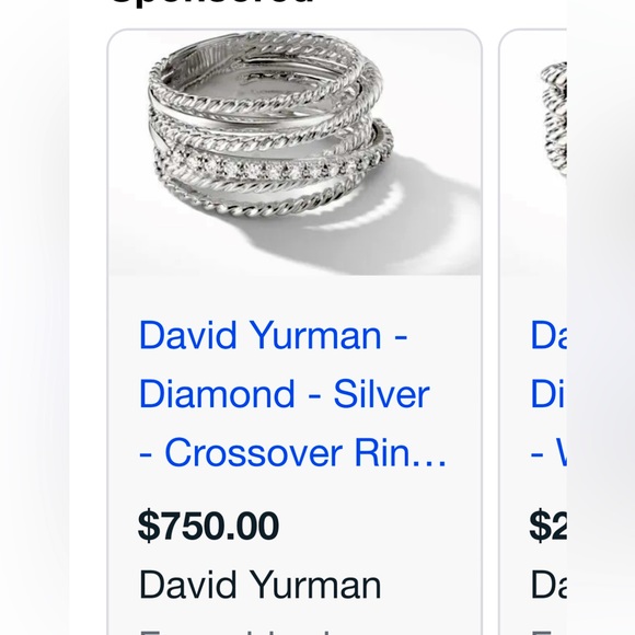 David Yurman Jewelry - Silver and diamond ring excellent condition bag and box included